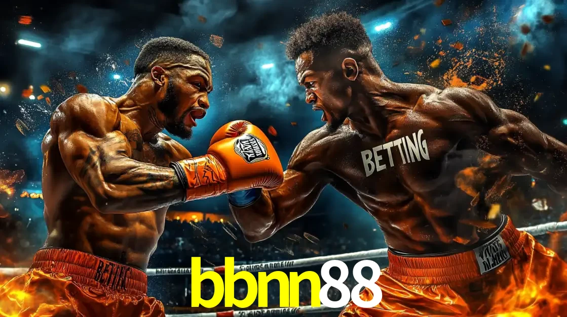 Dois boxeadores em uma luta intensa e explosiva, representando a adrenalina e as oportunidades de apostas em esportes de combate disponíveis na plataforma bbnn88.