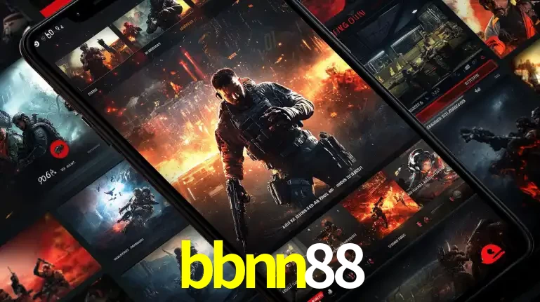 Tela de um celular exibindo uma galeria de jogos de tiro com temática militar, mostrando a variedade de e-sports disponíveis para apostas na plataforma de entretenimento bbnn88.