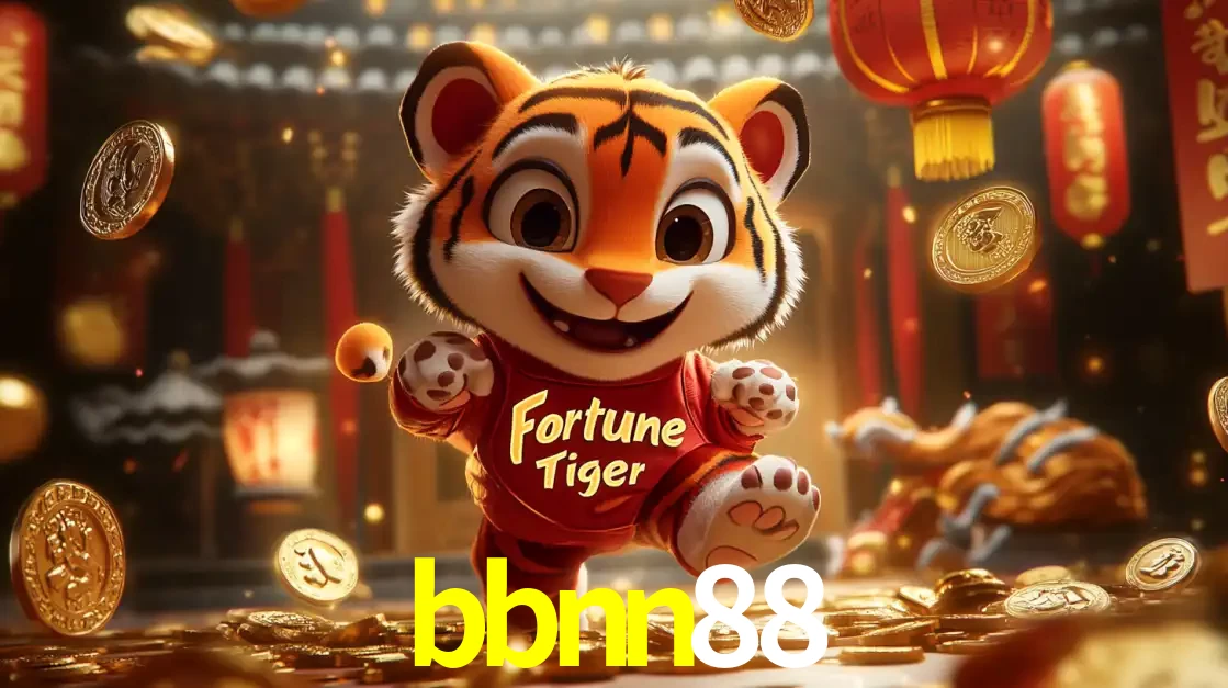 O alegre personagem do Fortune Tiger correndo sobre um caminho de moedas de ouro, simbolizando os grandes prêmios e a diversão do popular jogo de slot do bbnn88.